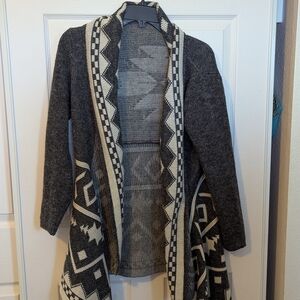 Gray and Cream Patterned Women's Sweater